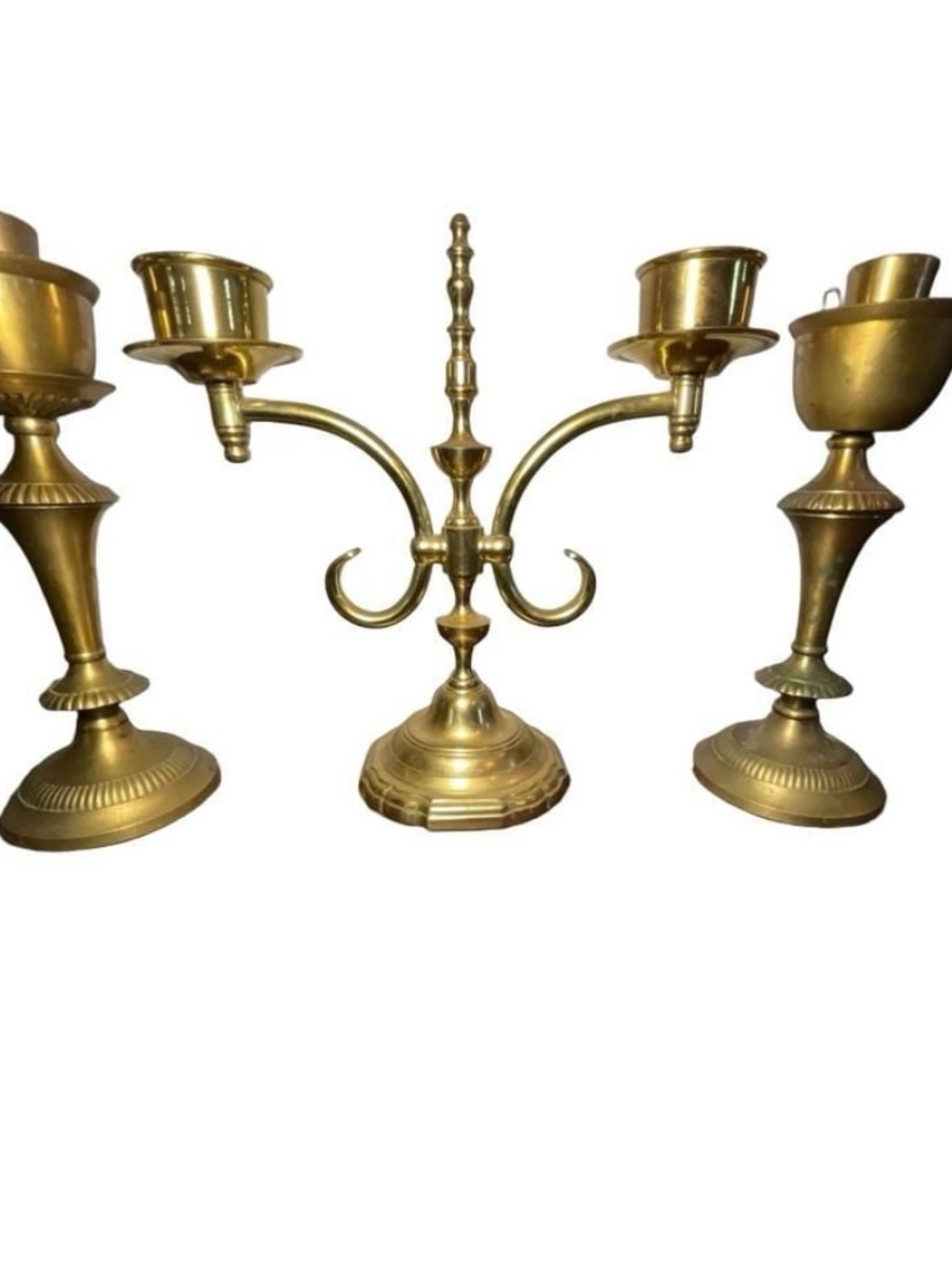 Vintage Solid Hampton Brass Candlestick Holders Set Made in India